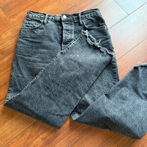 We the Free Womens Black Jeans Raw Hem Straight Leg Size 26